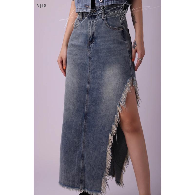 Chân váy Jeans xẻ chéo cách tân-VJ 20