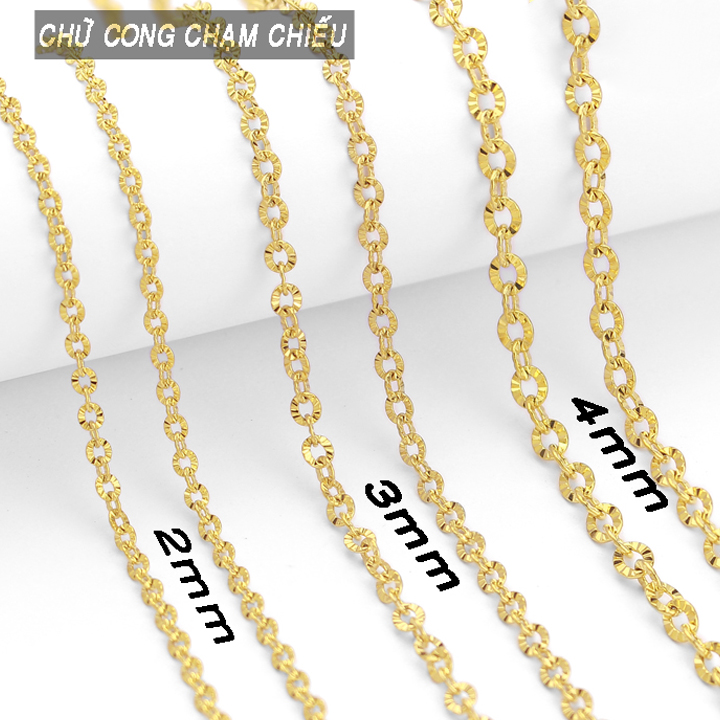 Dây chuyền chữ cong 2li 3li 4li chạm chiếu ver2 (màu vàng) WDC100V