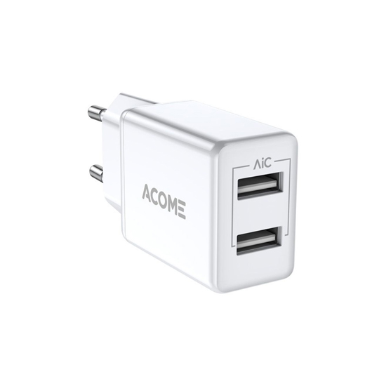 Củ sạc 2 cổng USB sạc nhanh 2.4A ACOME AC03 (White) - Hàng Chính Hãng