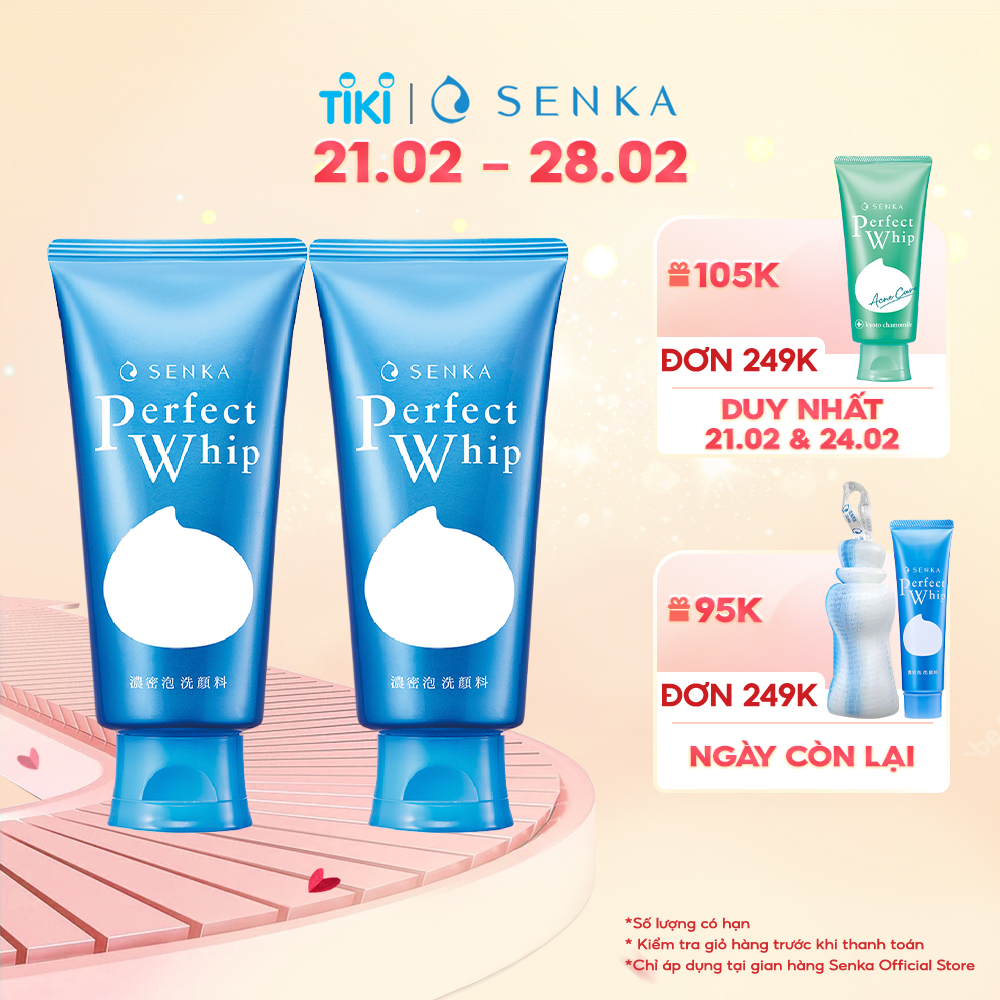 Bộ đôi Sữa rửa mặt tạo bọt tơ tằm trắng Sạch Sâu cho da dầu SENKA PERFECT WHIP 120g_70227