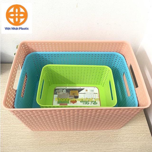 Giỏ đựng đồ giả mây phong cách Hàn Quốc/ Việt Nhật, thùng nhựa đan đủ size nhiều màu