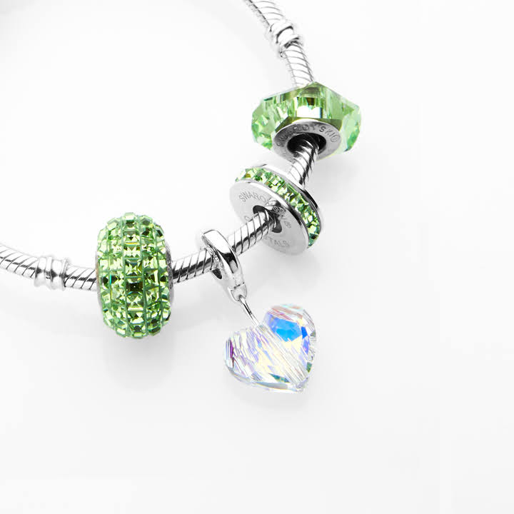 Lắc Tay Tropicana Phối Charm Swarovski Ngọc Lục Bảo