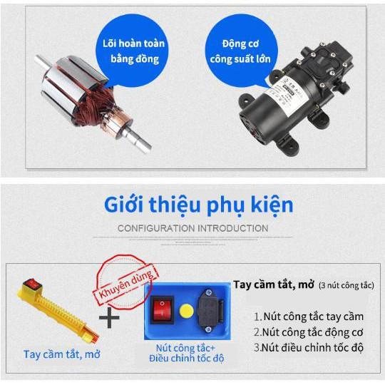 Khuyến mãi - Bình xịt nước bằng điện đeo lưng 16L Nạp sạc 8Ah 12V