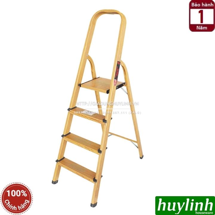 Thang nhôm ghế 4 bậc Oshima TG4 - Bậc cao nhất 84cm - Sơn tĩnh điện vân gỗ