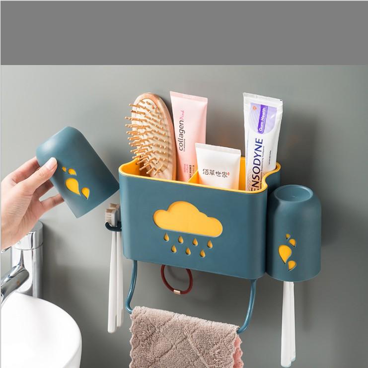 Hộp đựng đũa treo tường hình đám mây,Hộp đựng thìa tiện lợi có móc treo tiết kiệm diện tích