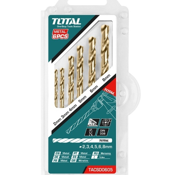 Bộ 6 mũi khoan kim loại HSS Total TACSD0605