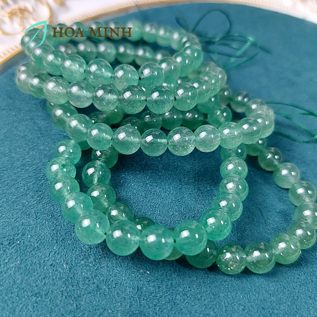 Vòng tay phong thủy đá Thạch Anh Dâu Xanh 8 li, hợp mệnh Mộc Hỏa