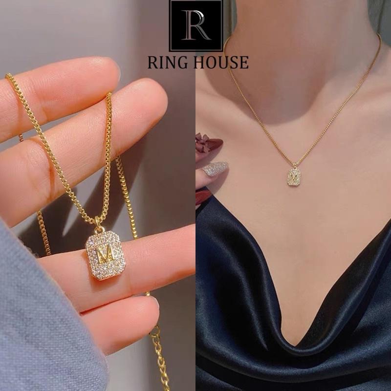 N32 Dây Chuyền Theo Tên Chữ M Titan Không Đen Gỉ Vàng Gold