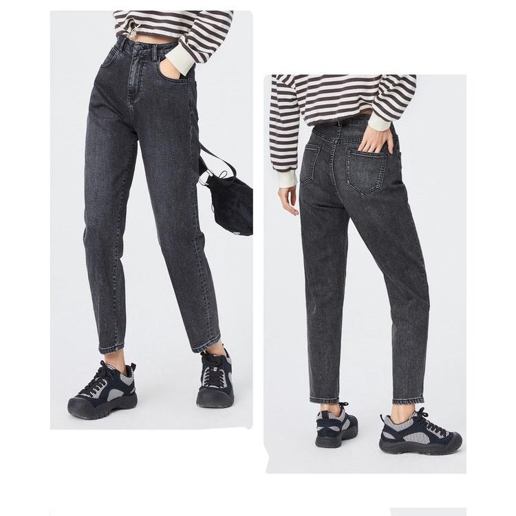 Quần jean nữ Baggy ống suông màu xám lông chuột lưng cao đủ size