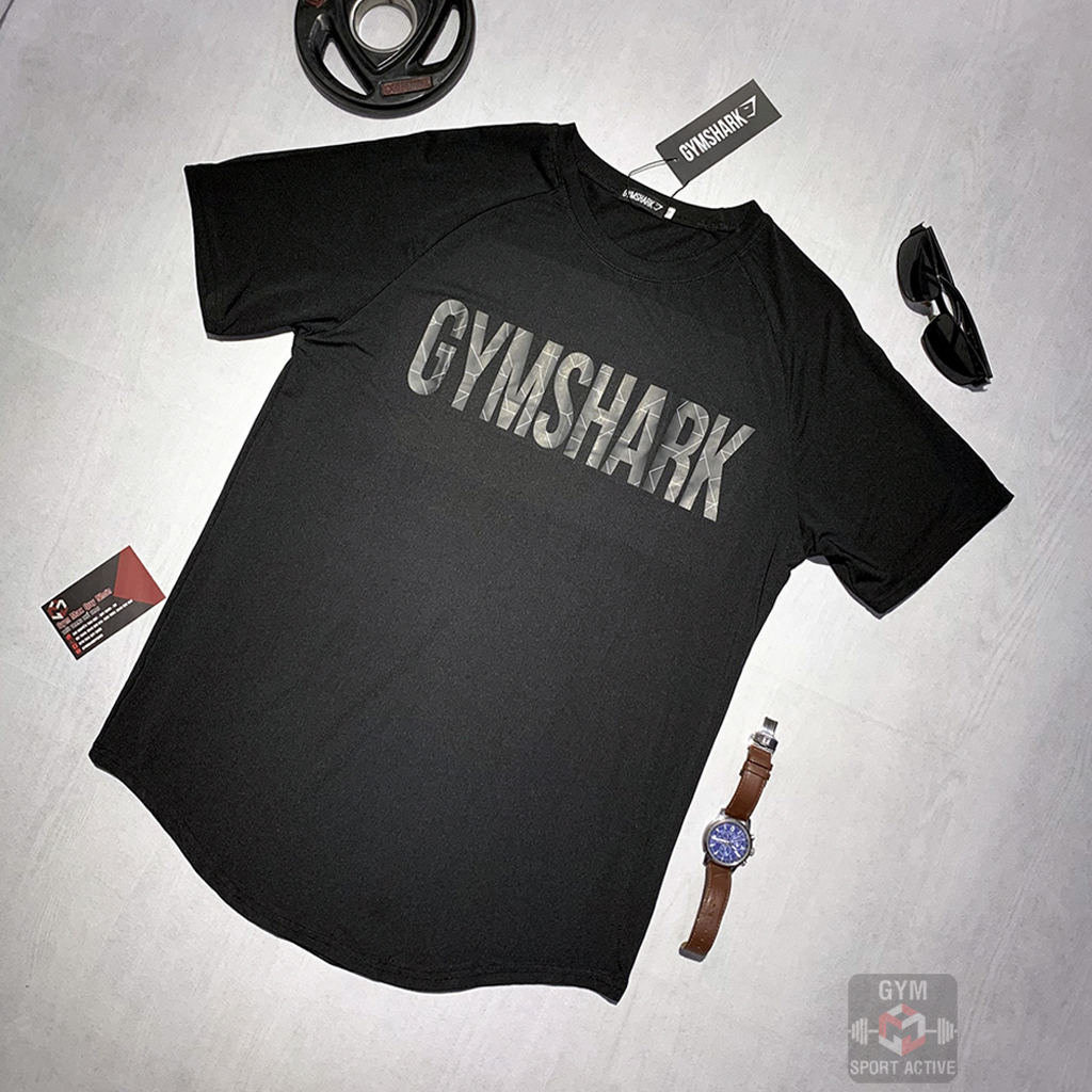 Áo thun nam thể thao áo thun tập gym nam phom ôm nhẹ vạt bầu thoáng mát t shirt GymShark thun lỗ kim co giãn 4 chiều