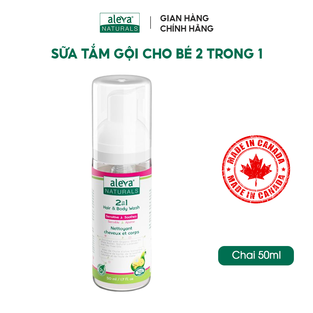 Sữa tắm gội dưỡng ẩm toàn thân cho bé Aleva Naturals (chai 200ml/50ml)