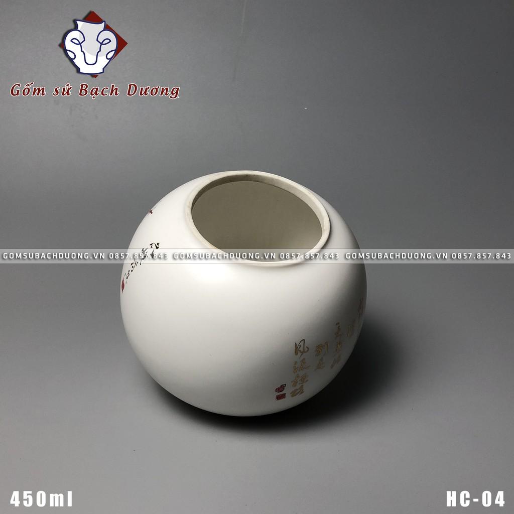 HŨ ĐỰNG TRÀ 450m bằng sứ AN TOÀN SỬ DỤNG - HC-04