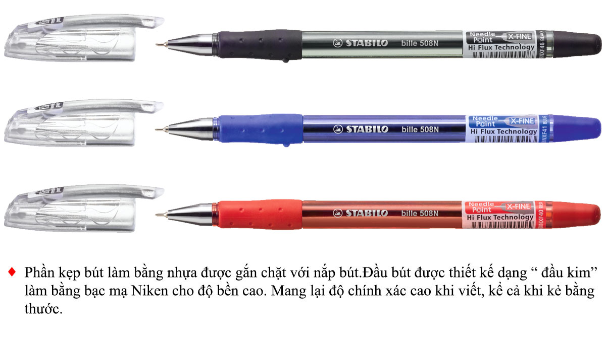 Hộp 10 cây bút bi STABILO bille 508NXF 0.5mm + bút xoá Correction Pen CPS88 (BP508NXF/10+)