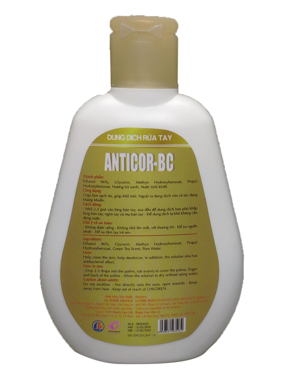 Dung dịch rửa tay khô Anticor BC (100ml)