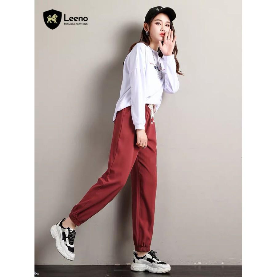 Quần Jogger nữ cạp chun bo gấu thể thao xuất dư