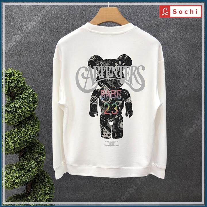 Áo sweater nam cổ tròn, áo thu đông dài tay dáng rộng mềm mịn in Carpenters mã SW60.1