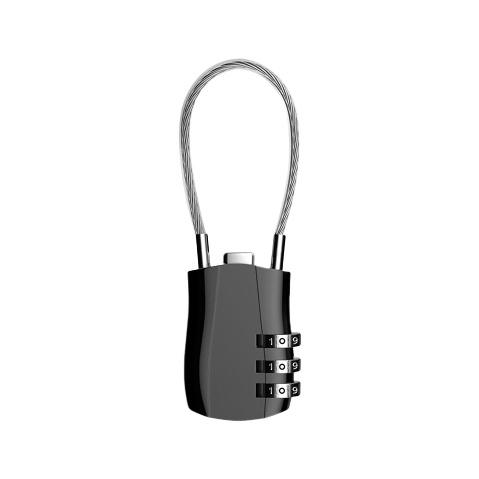 3 Digit Combination Lock Metal Cable Password Lock for Cabinets Bags Luggage