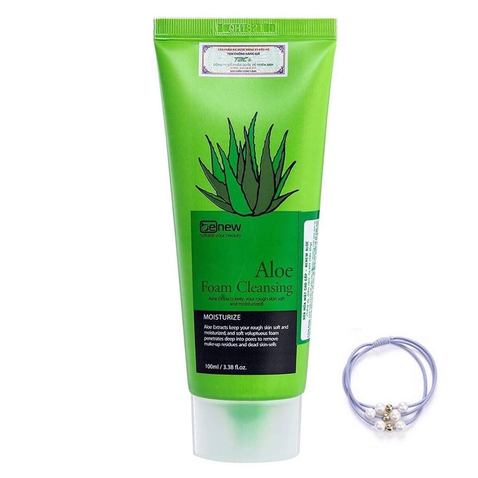 Sữa rửa mặt Benew Aloe Foam Cleansing tinh chất Lô Hội cấp ẩm ngừa mụn (100ml) – Hàng Chính Hãng [ Tặng dây cột tóc ]