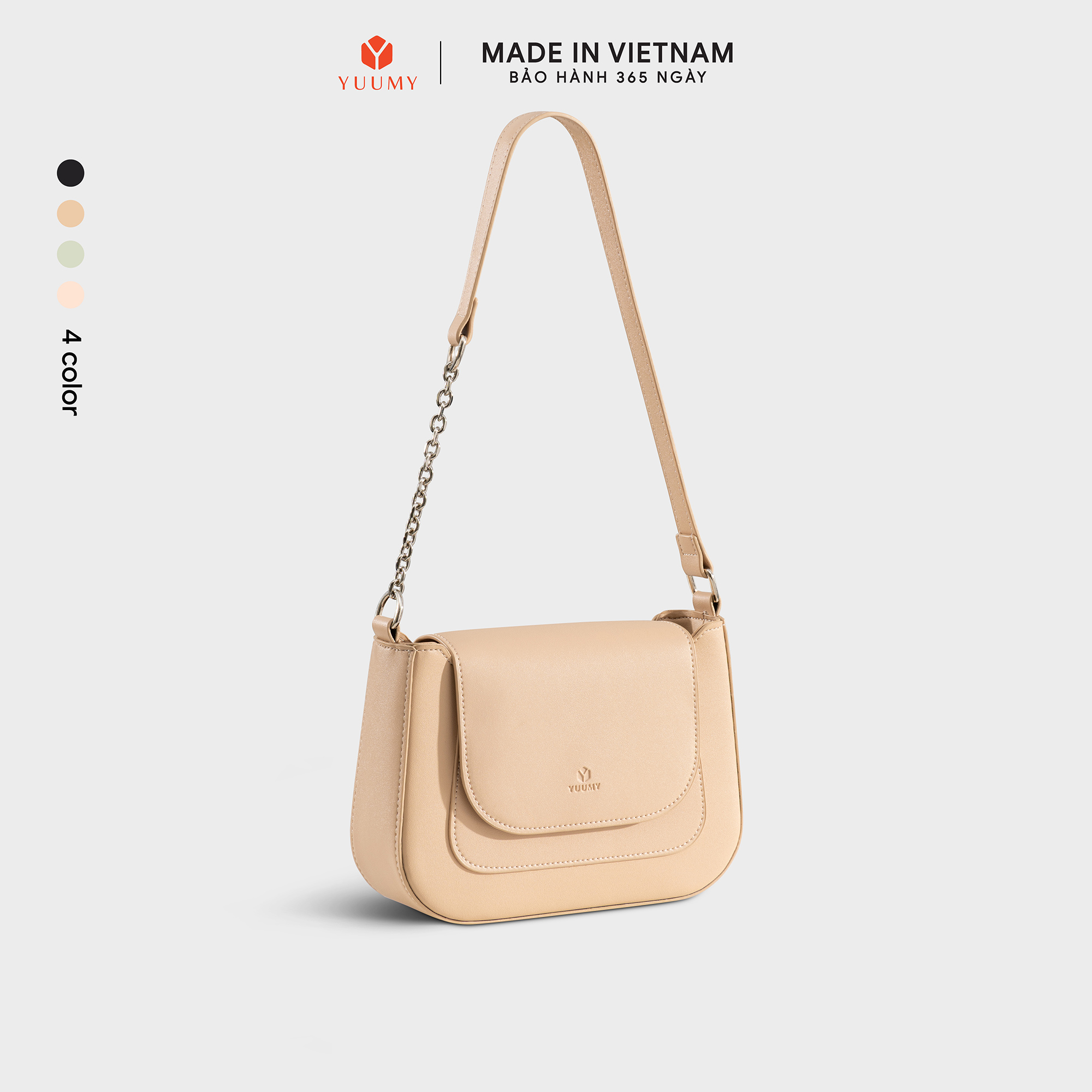 Túi Yuumy ( Thời trang nữ nắp gập bo viền tối giản size 22-  Túi đeo vai da Seasand YN342 )