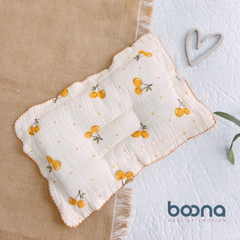 [Sơ sinh] Gối Xô Organic Muslin chống bẹp đầu loại mỏng phù hợp cho bé sơ sinh - Hãng Boona