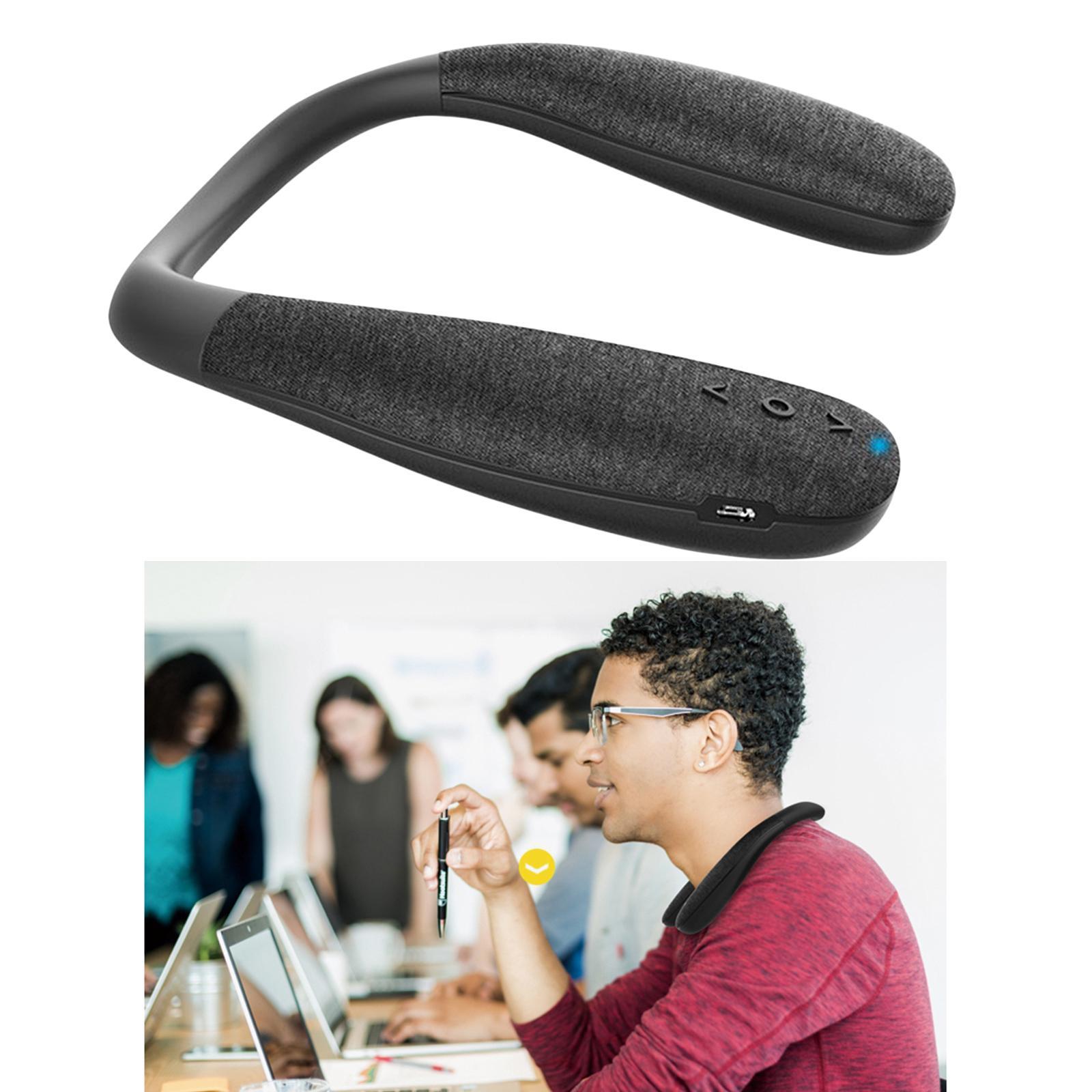3D Stereo Sound Soft Touch Neckband Wearable Bluetooth Speakers Earphone - Black