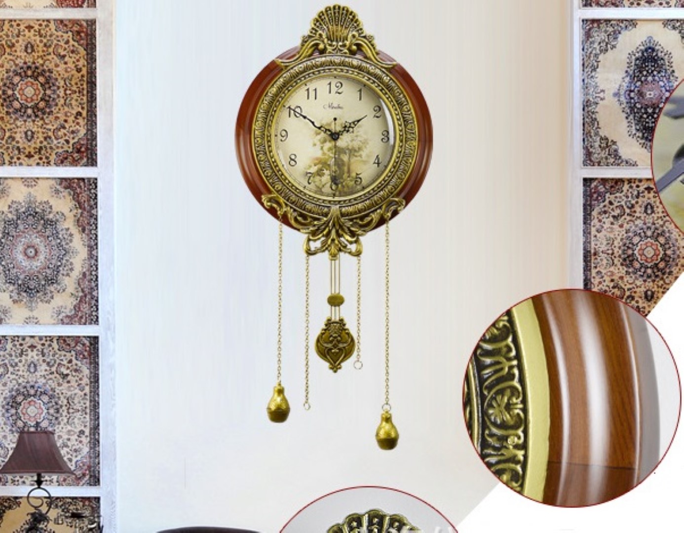 Đồng hồ treo tường tân cổ điển quả lắc phong cách châu Âu MQ208