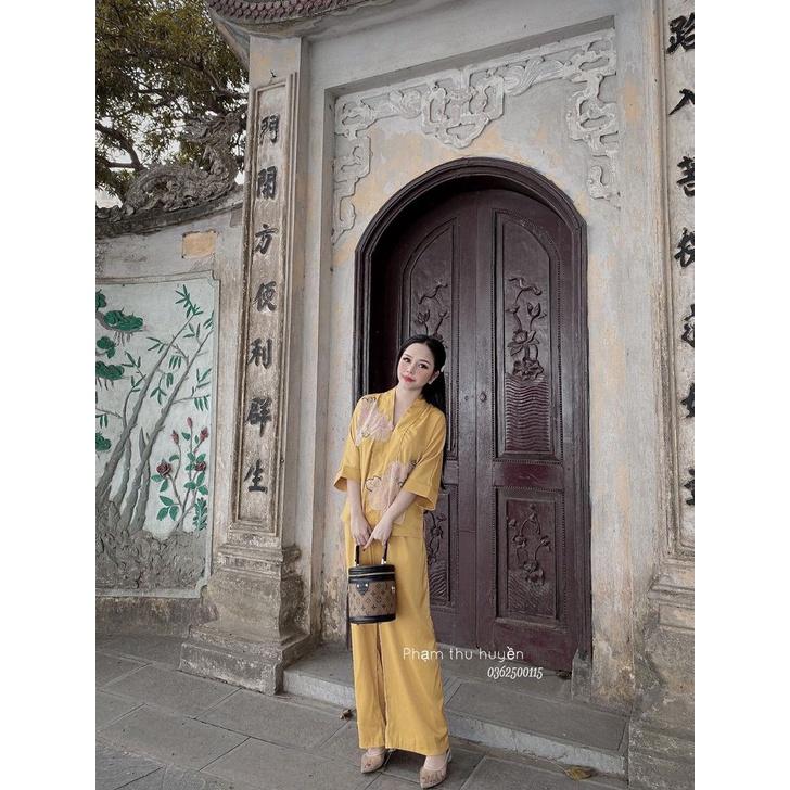 Đồ Đi Chùa Thêu Đắp Hoa Ren Cao Cấp Dáng Yêu Công Dung Boutyque SJ01