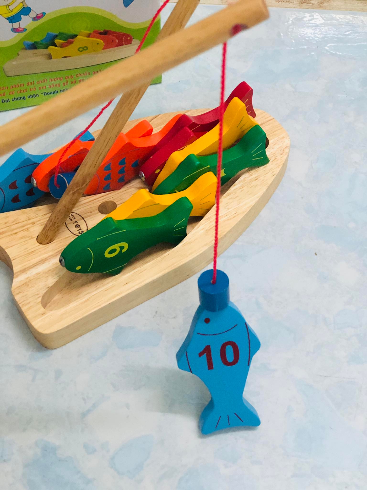 Bộ câu cá 10 số nhiều màu sắc dễ thương - Đồ chơi gỗ giáo dục sớm