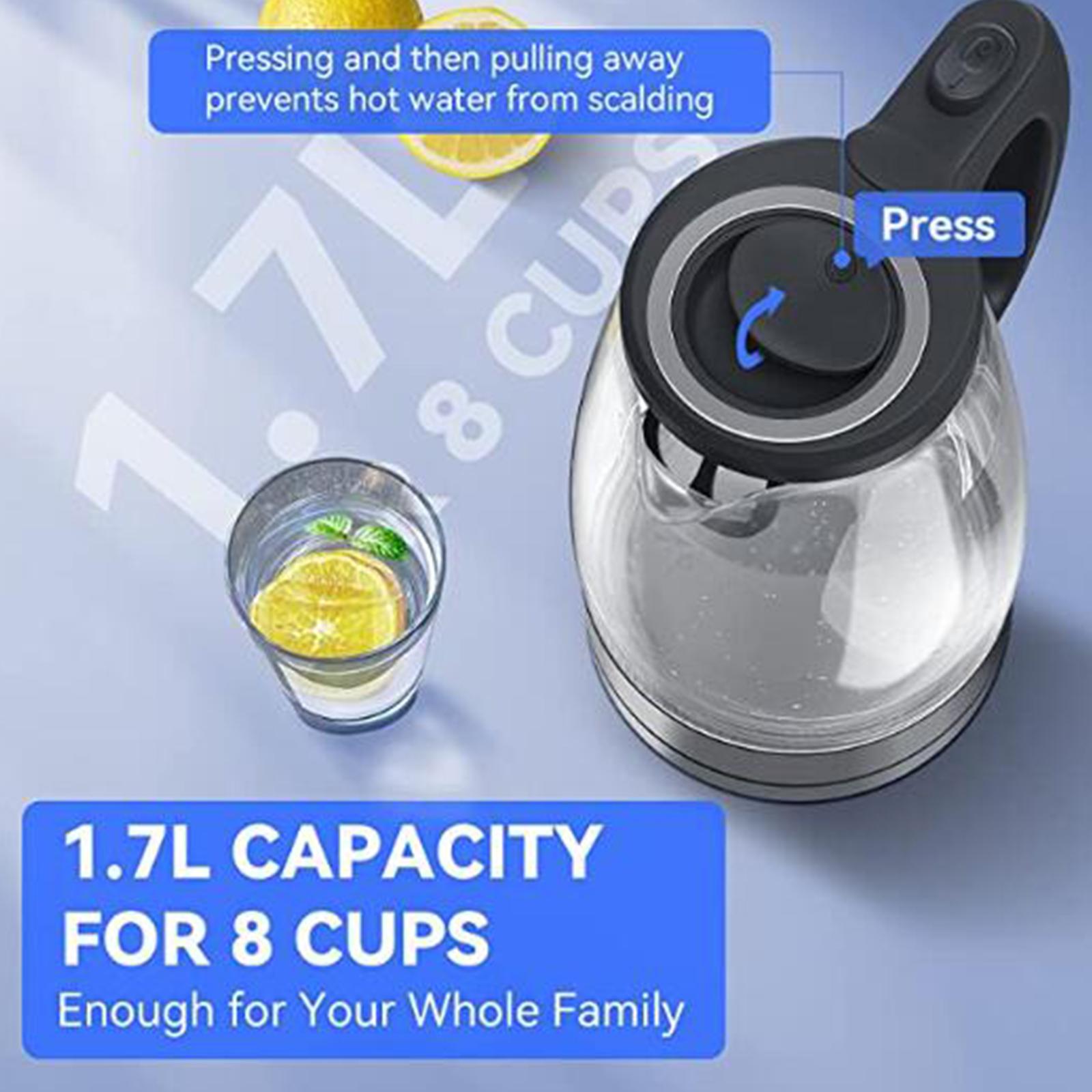 1.7L Electric Kettle 240V 2200W Glass Hot Water Kettle Fast Heating Electric Tea Kettle Water Boiler & Heater