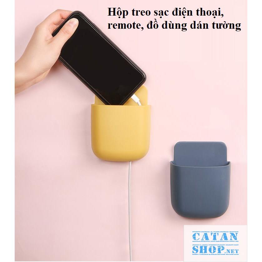 Hộp treo sạc điện thoại, kệ treo remote, đồ dùng dán tường đa năng tiện lợi giúp tiết kiệm không gian GD462-hoptreosac