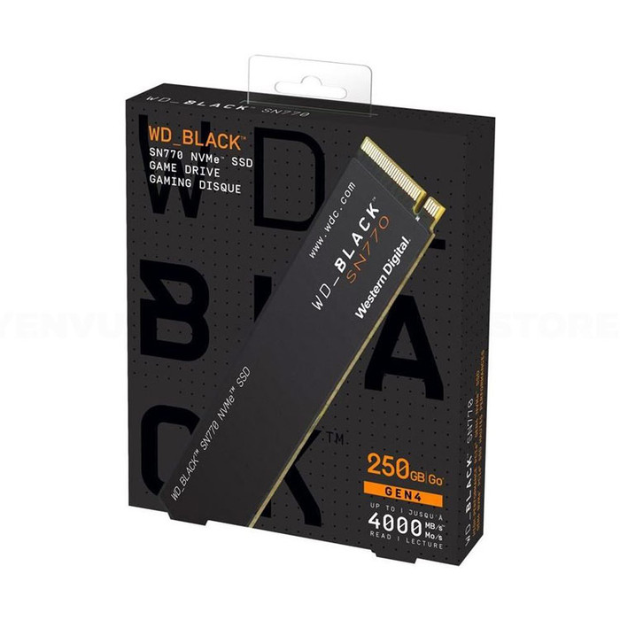 Ổ cứng SSD WD Black SN770 250GB M.2 2280 NVMe PCIe Gen4 x4 WDS250G3X0E - Hàng Chính Hãng