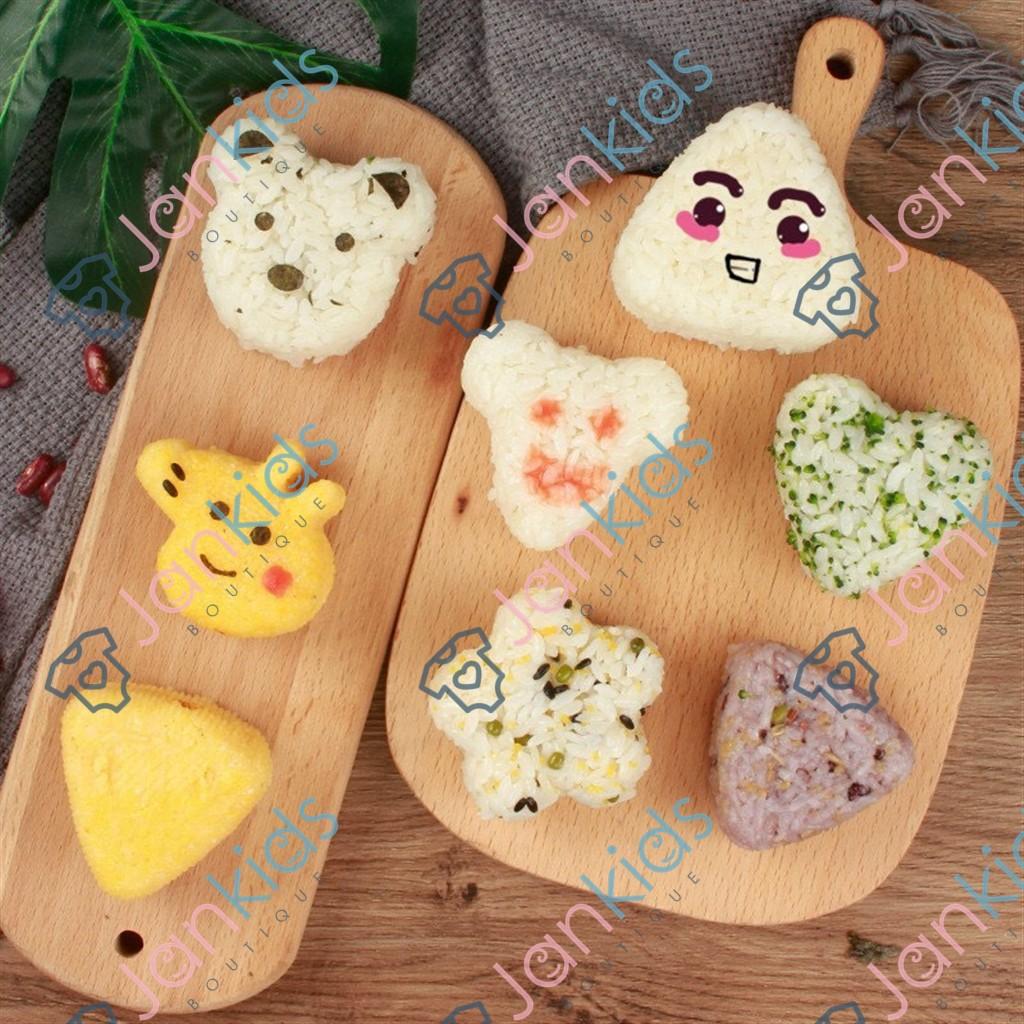 Set 7 khuôn làm cơm nắm sushi onigiri kiểu nhật cho bé, khuôn lam cơm tạo hình cho bé (tặng kèm thìa)