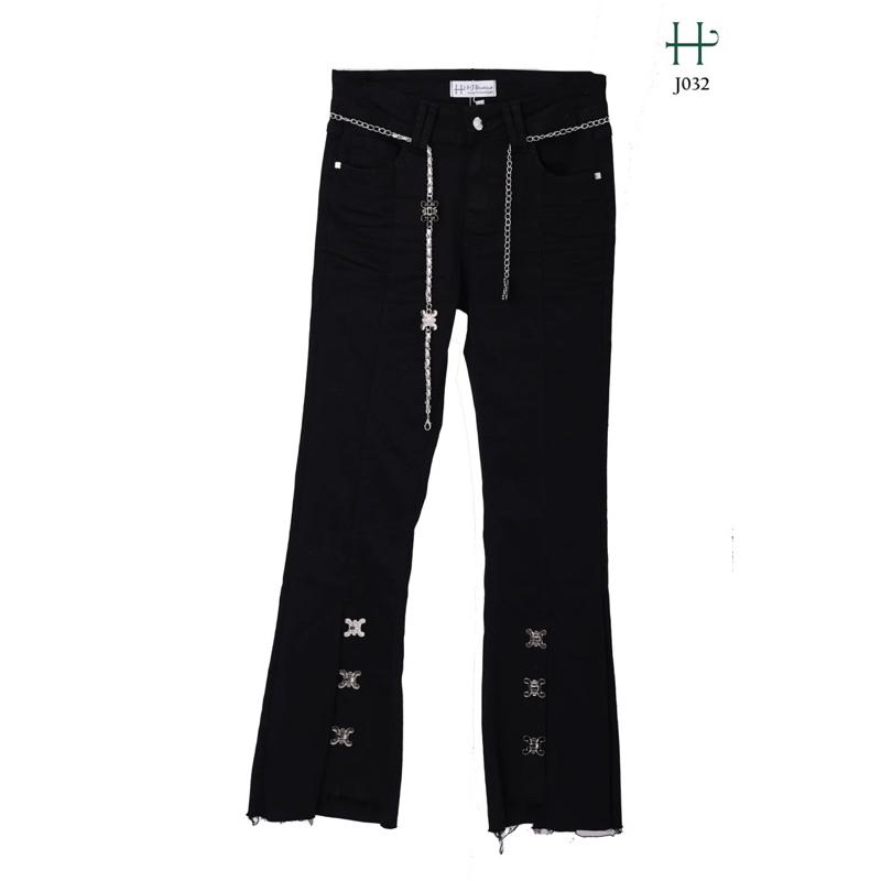 Quần Jeans đen ôm xẻ cách điệu - J32