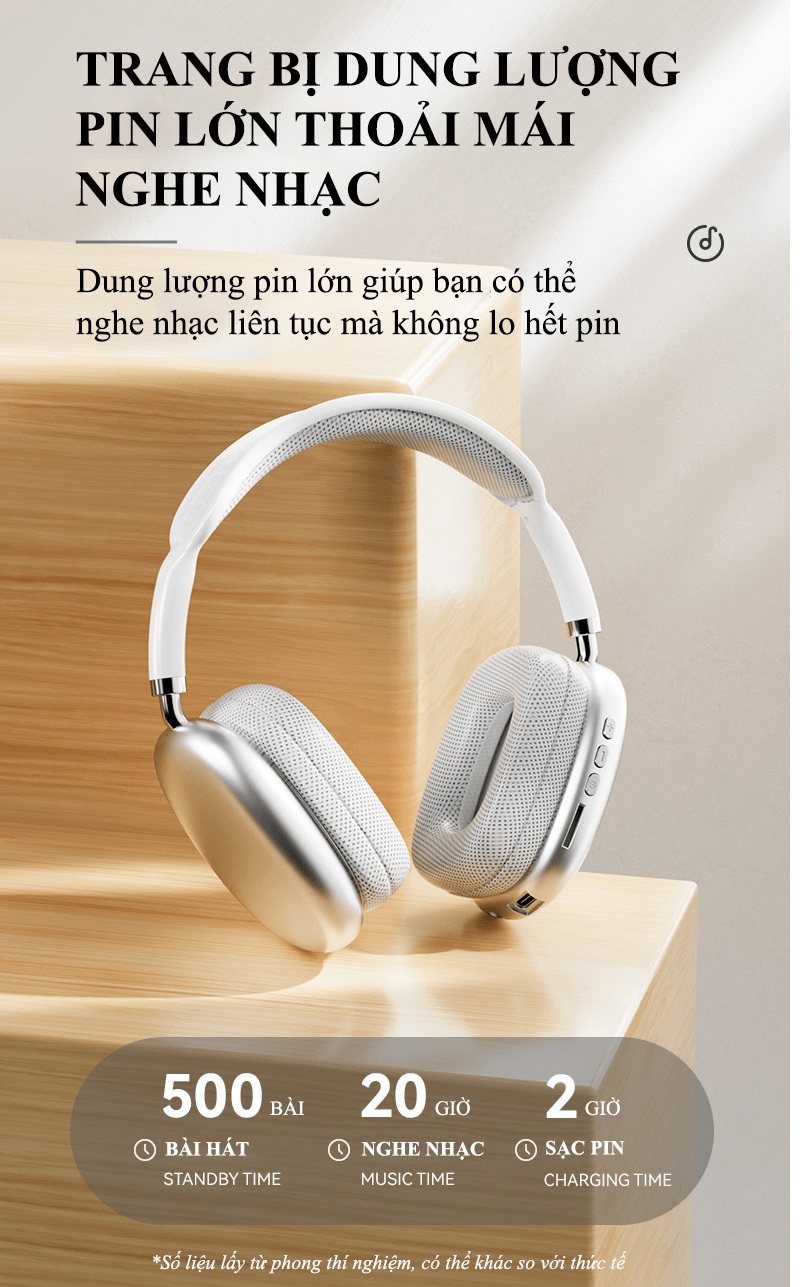 Tai nghe chụp tai P9 kết nối Bluetooth 5.1 xoay 360 độ có thể ghim thêm thẻ nhớ và cổng AUX 3.5mm - HN