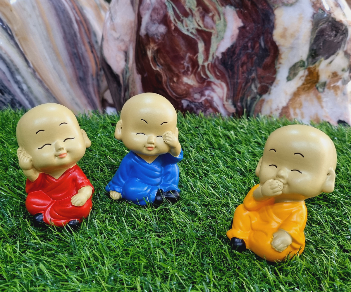 Bộ 03 chú tiểu Tam Không 8cm áo màu sinh động