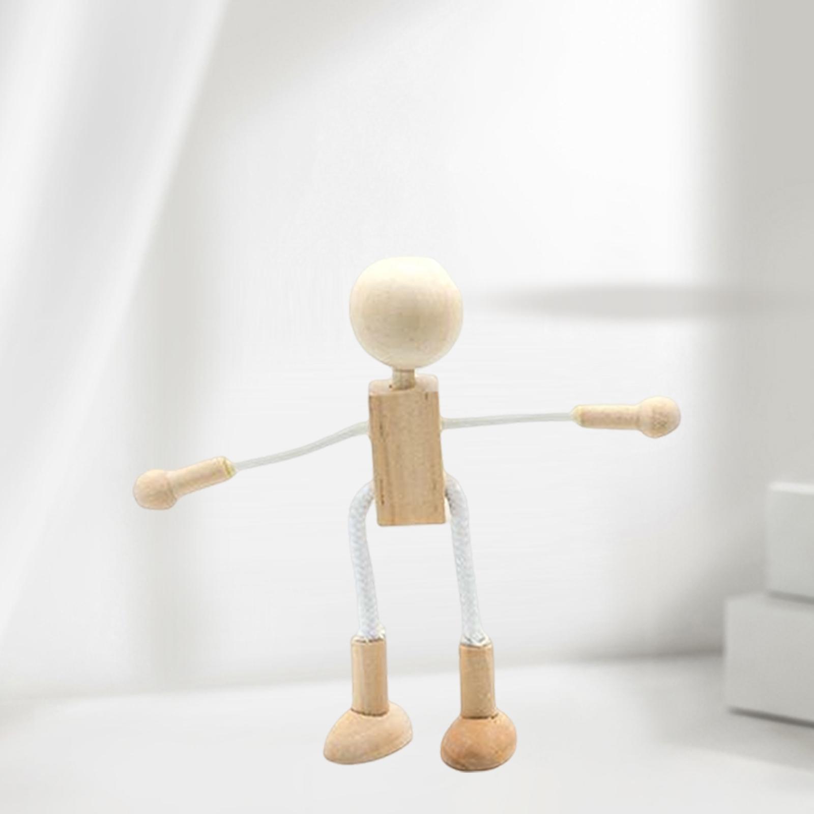 Wooden Doll Toy Figurine Adorable for Desktop Decor Early Learning Teenagers
