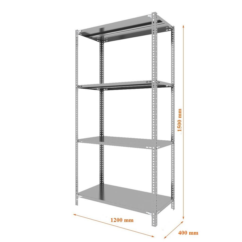 Kệ kho sắt v lỗ đựng đồ đa năng sơn tĩnh điện kích thước : Dài 120cm, Rộng 40cm, Cao 150cm gồm 4 tầng