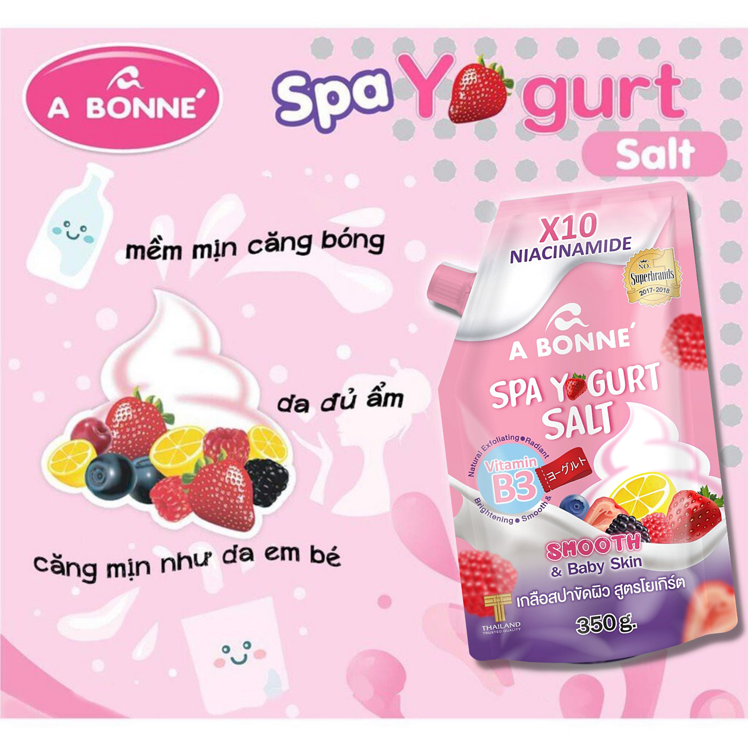 Muối Tắm Sữa Chua A Bonne Tẩy Da Tế Bào Chết  Body Spa Yogurt Salt Thái Lan 350gr