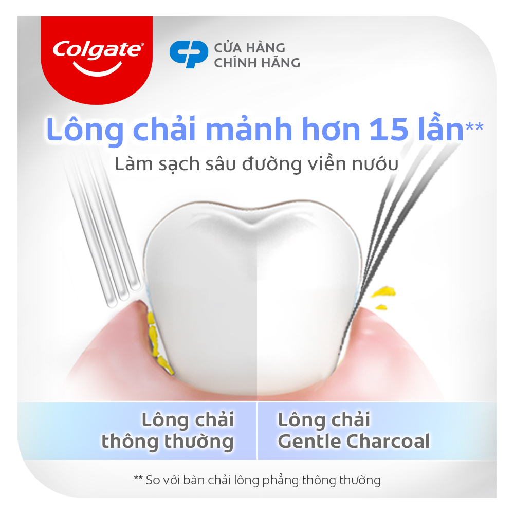 Bộ 6 bàn chải Colgate Gentle Comfort Charcoal đầu chải rộng, than hoạt tính kháng khuẩn