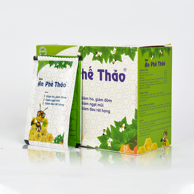 SIRO HO AN PHẾ THẢO - Giúp giảm ho, tiêu đờm, giảm ngạt mũi, giảm đau rát họng, khản tiếng (Hộp 25 gói) [Chính hãng TITAFA]