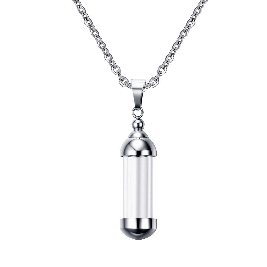 5Pcs Stainless Steel Screw  Tube Glass Bottle Urn Charms Pendant Necklace