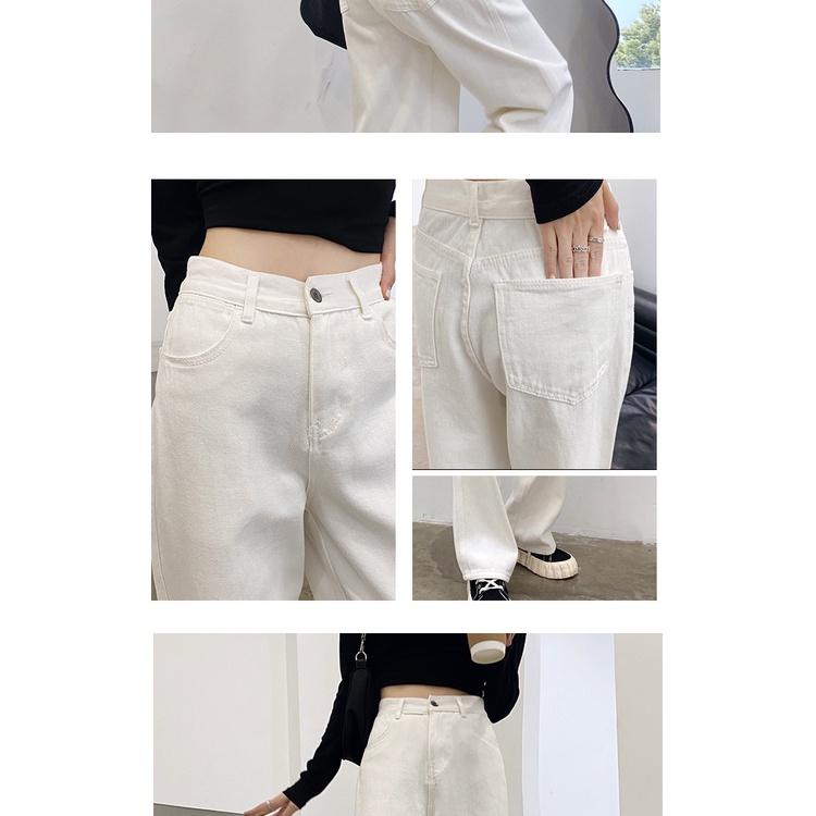Quần jean kaki nữ ống suông quần dài 100cm lưng cao nhiều màu phong cách Ulzzang School - QJ02