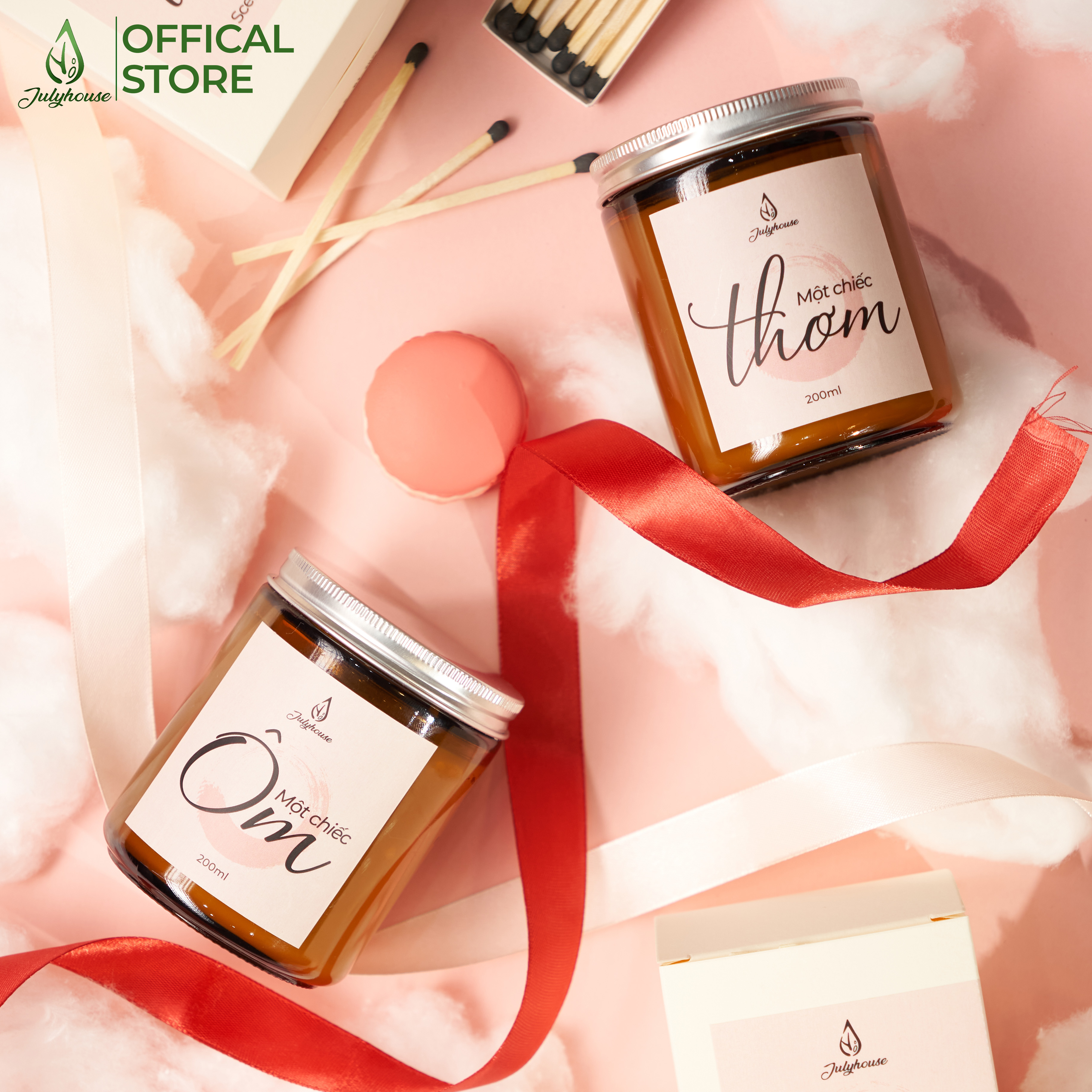 Nến thơm tinh dầu độc quyền quà tặng Valentine 200ml JULYHOUSE ngọt ngào tựa một chiếc THƠM tặng kèm hộp diêm