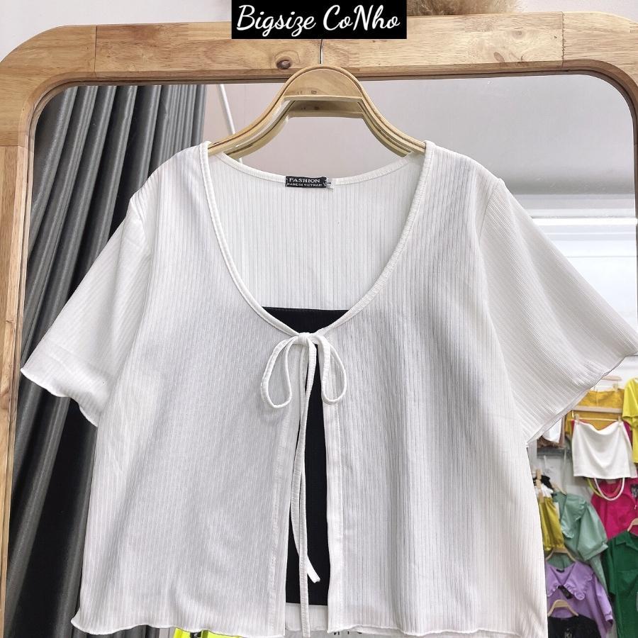 Set ao thun bigsize nữ hai cái gồm Áo Dây trong và Áo Nhoác Ngoài G6 - Màu Trắng