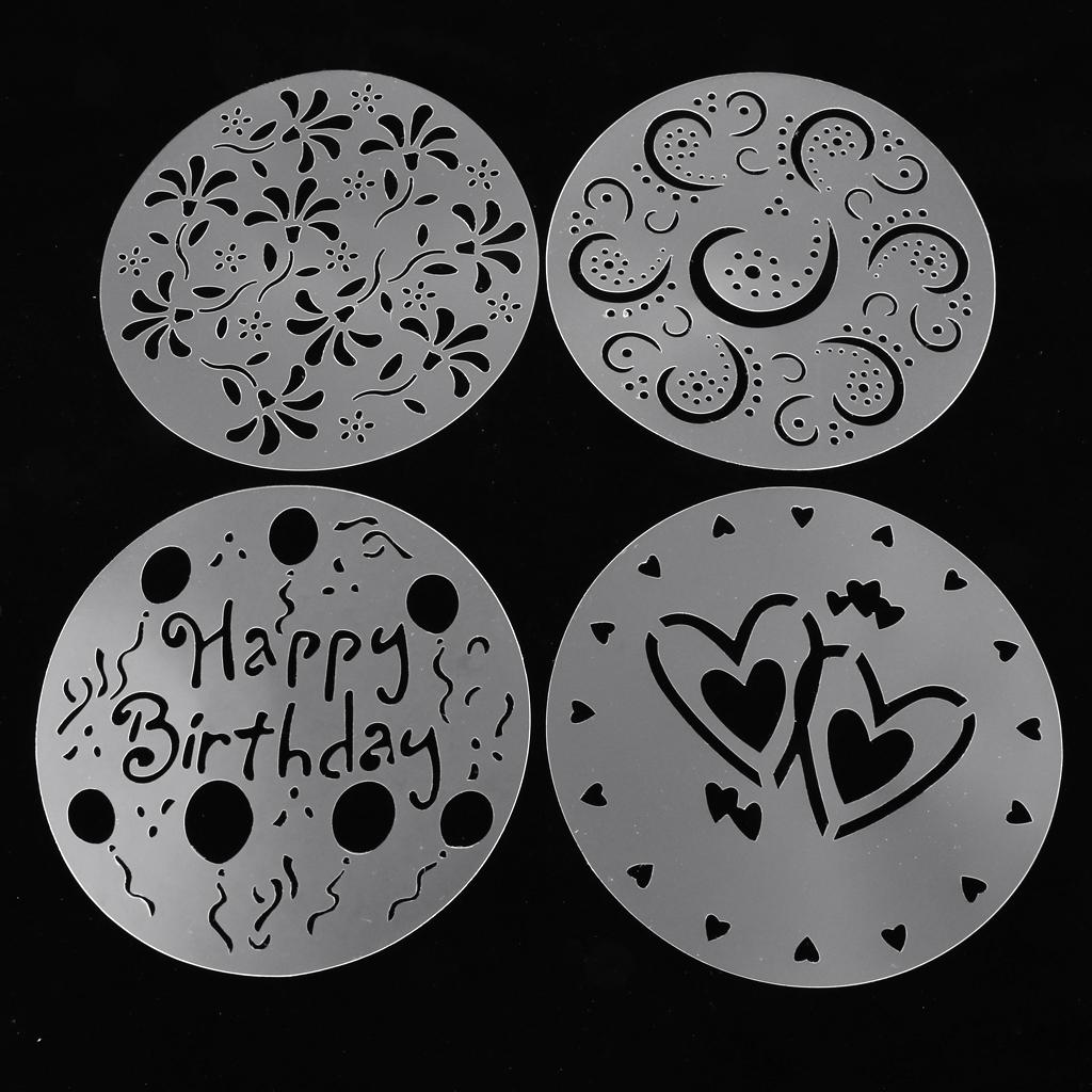 4 Pieces Cake Spray Mold, Craft Cake Decorating Coffee Bakery Stencils
