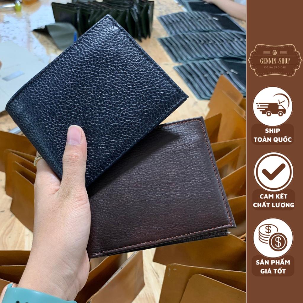 Ví Nam Da Bò Mill Hạt –Ví Da Bò Thật Hàng Cao Cấp Sang Trọng 12x 9.x 2.5 cm - GENNIN STORE