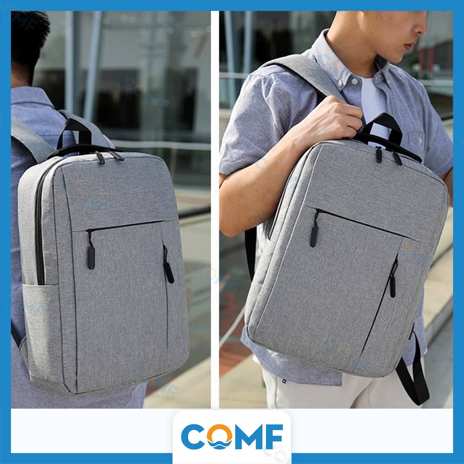 Balo Nam COMF balo laptop backpack vải tích hợp cổng sạc &amp; tai nghe