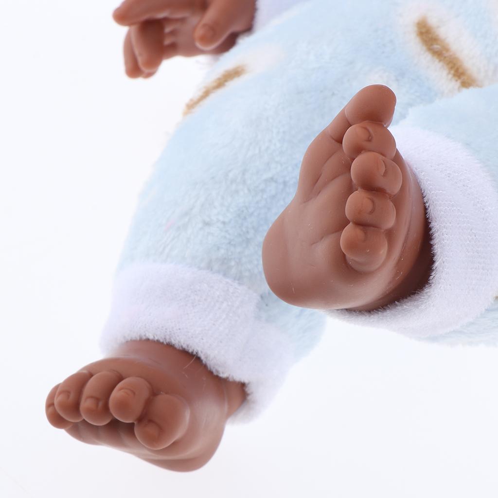 30cm Búp Bê Tái Sinh Người Mỹ Gốc Phi Full Vinyl Quà Tặng Cho Trẻ Sơ Sinh Màu Xanh