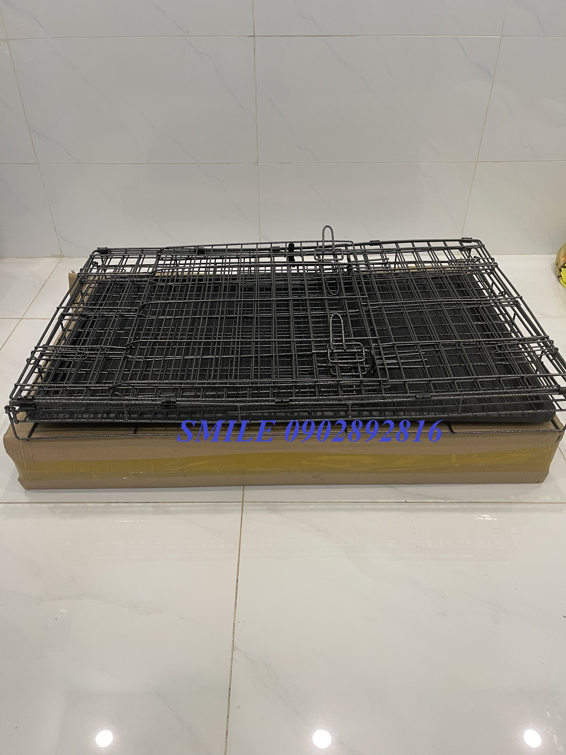 CHUỒNG CHÓ VÂN ĐÁ SIZE LỚN NAN SIÊU DÀY 90X60X65CM GẤP GỌN TIỆN LỢI DÀNH CHO PET LỚN