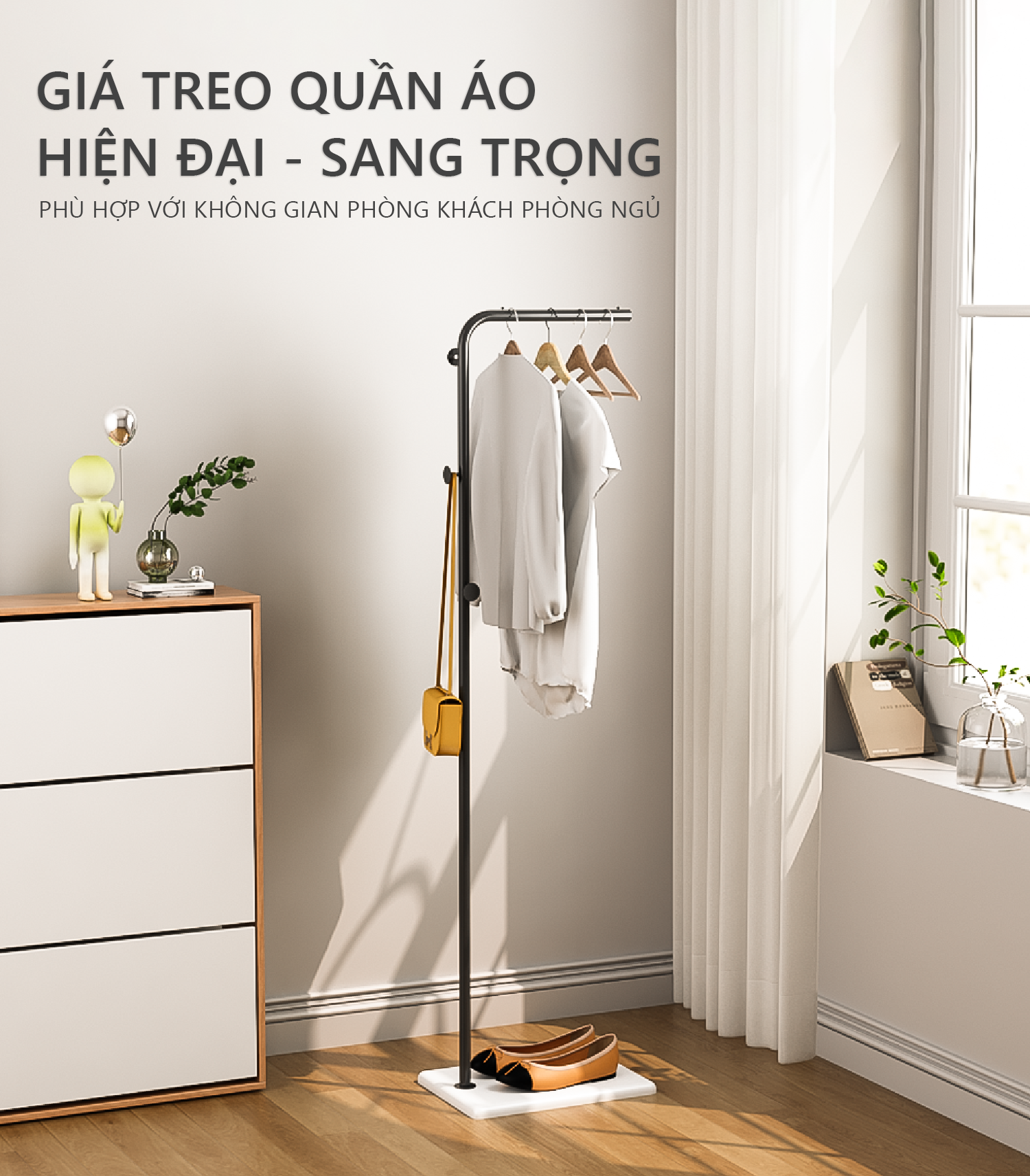 Giá treo quần áo IGA khung thép chống ghỉ phủ sơn tĩnh điện phong cách hiện đại - GM91